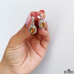 "Crystal" silver earrings with yellow citrine