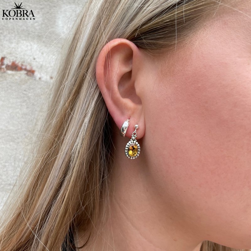 "Crystal" silver earrings with yellow citrine