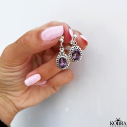 "Crystal" silver earrings with purple amethyst