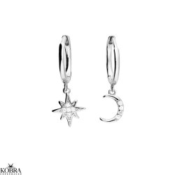 "Aimee" silver earrings / hoops with moons and stars