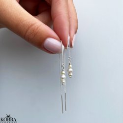 "Midsommar" perle øreringe på sølv øretråde