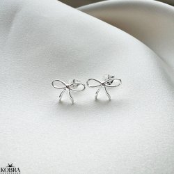 "Bow" beautiful small silver earrings with bows