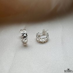 "Love" slv reringe / creoler med slvhjerter