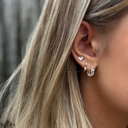 "Amalie" sm hjerte hoops med sten i slv