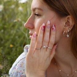 "Night Sky" slv reringe med stjerne og mne samt zirkonia sten