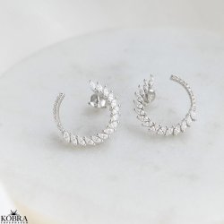 "Gabriella" sterling slv reringe med runde og ovale hvide sten