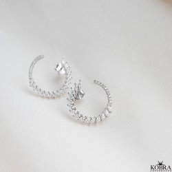 "Gabriella" sterling slv reringe med runde og ovale hvide sten