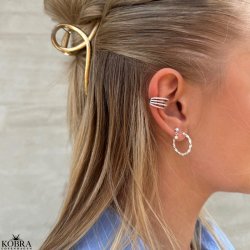 "Shine" stor slv earcuff med hvide sten