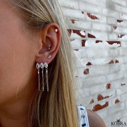 "Annie" small silver earrings with white bows