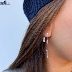 "Lyra" sm slv hoops med pink glassten