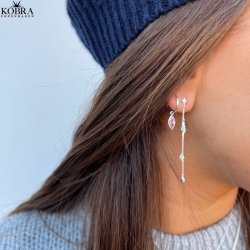 "Lyra" sm slv hoops med pink glassten