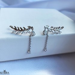 "Shirley" Op ad ret reringe i sterling slv med blade og sten