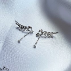 "Shirley" Op ad ret reringe i sterling slv med blade og sten