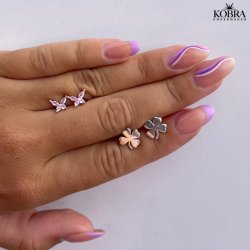 "Felicity" Sm restikker med firklver i slv