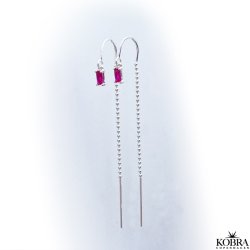 "Safir" silver earrings with pink stones