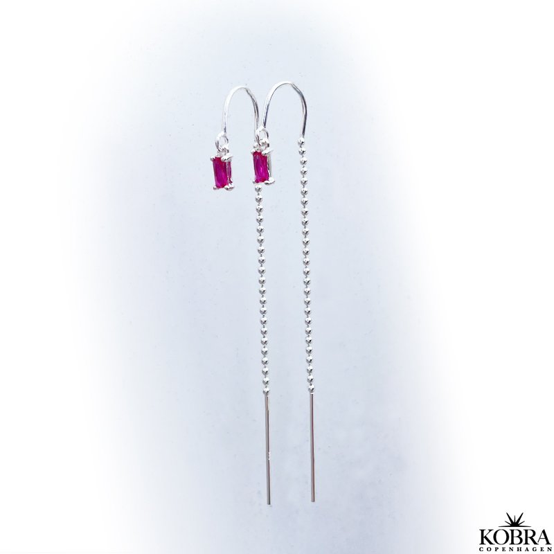 "Safir" silver earrings with pink stones