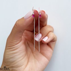 "Safir" silver earrings with pink stones