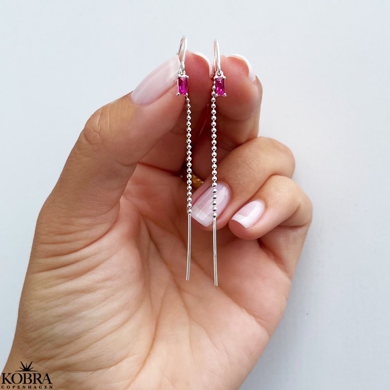 "Safir" silver earrings with pink stones