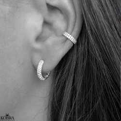 "Sparkling" ear cuff in sterling silver with zirconia.