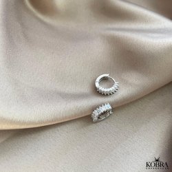 "Isla" slv reringe med hvide sten