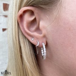 "Raven" moon earrings in silver with chain