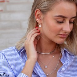 "Lise" gold earrings with pink zirconia stones