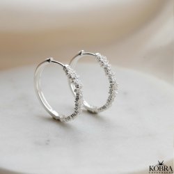 "Mikami" unikke slv hoops (large) med hvide sten