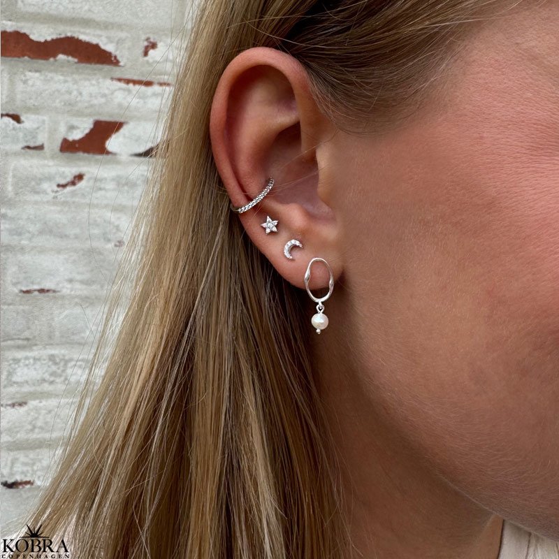"Camille" earcuff slv rering med sten-Valgfri farve!