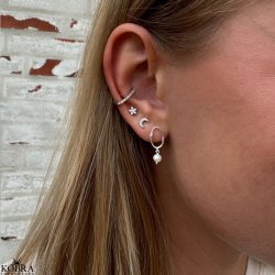 "Alisa" oval silver earrings with freshwater pearls