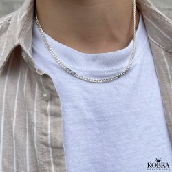 "Clinton" 4 mm panzer halskæde i sølv til mænd