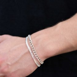 "Panzer" chunky silver bracelet with thick links for men
