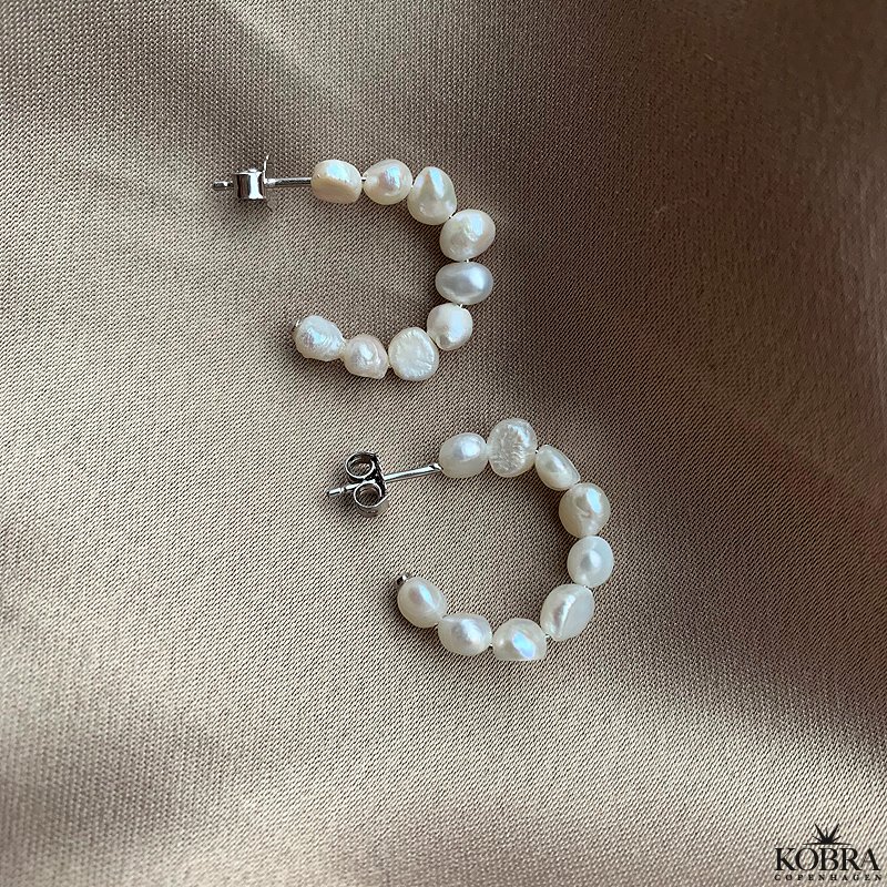 "Maggie" perle hoops / reringe i slv