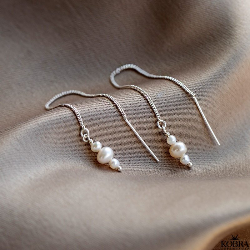 "Midsommar" perle øreringe på sølv øretråde