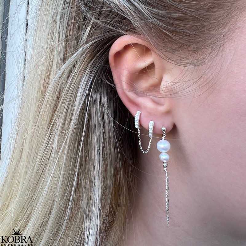 "Carlene" perle reringe i slv med slv trde