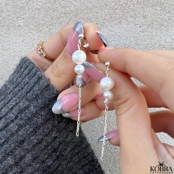 "Carlene" perle reringe i slv med slv trde