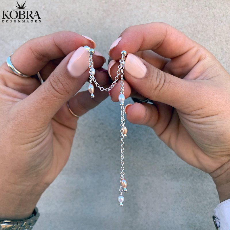 "Wilma" slv perle reringe til 2 huller i ret