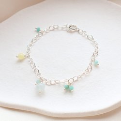 "Lagoon" armb�nd i sterling s�lv med amazonit og agat