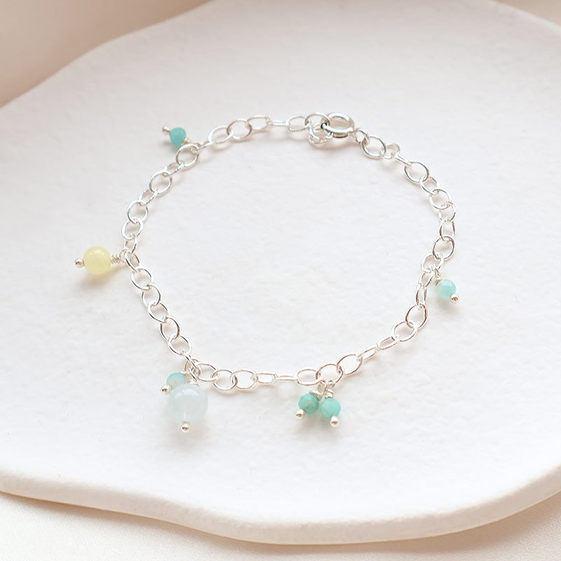 "Lagoon" armb�nd i sterling s�lv med amazonit og agat