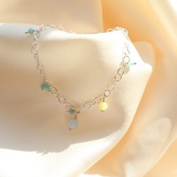 "Lagoon" armb�nd i sterling s�lv med amazonit og agat