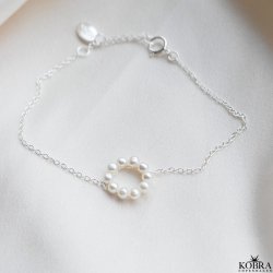 "Sicily" slv armbnd med gte ferskvandsperler