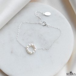 "Sicily" slv armbnd med gte ferskvandsperler