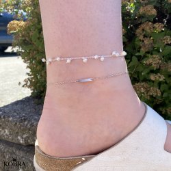 "Pearlina" slv ankelkde med fine sm perler