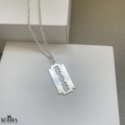"Blade" Sterling slv herrehalskde med razor blade