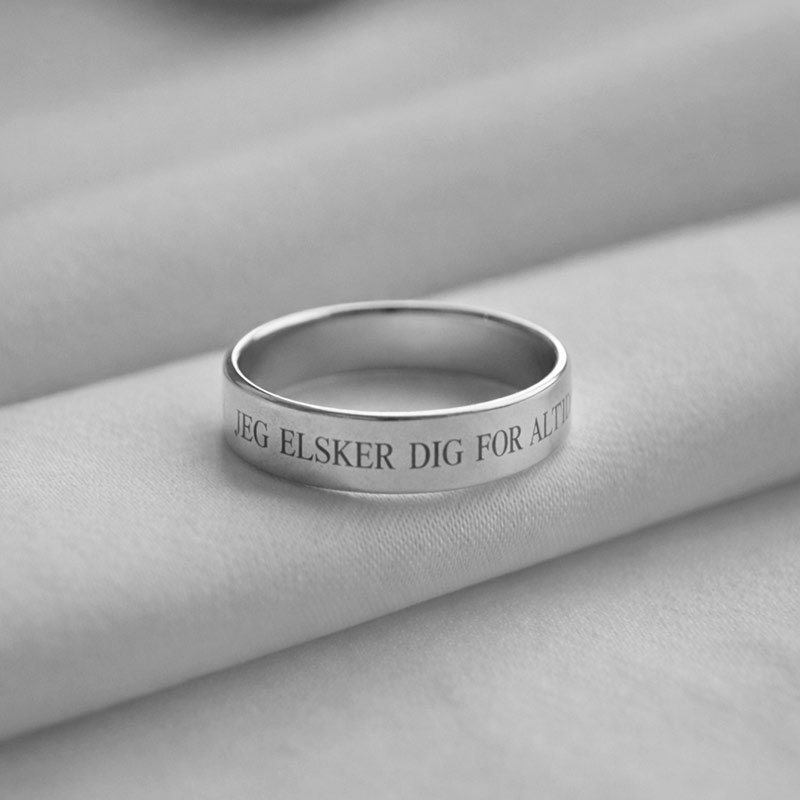  "Gamma" simple semi-wide silver ring for men