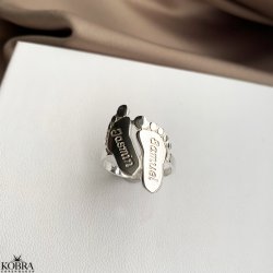 Hndlavet slv ring med babyfdder inklusiv gravering