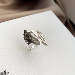 Hndlavet slv ring med babyfdder inklusiv gravering