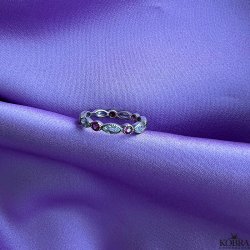 "Firenze" slv ring med lyserde og hvide sten