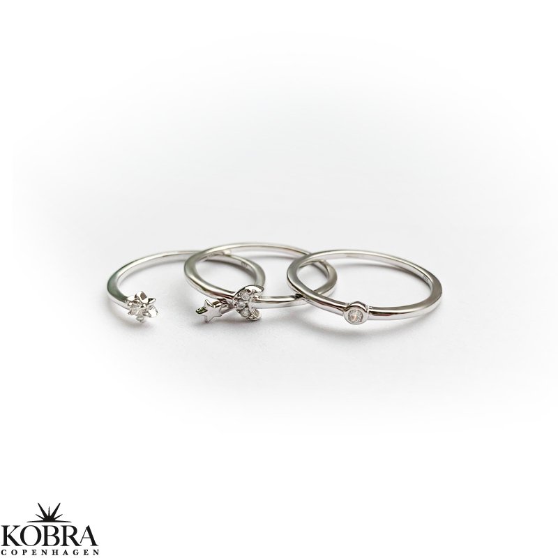 "Sun, Moon and Star" slv ringe - 3i1
