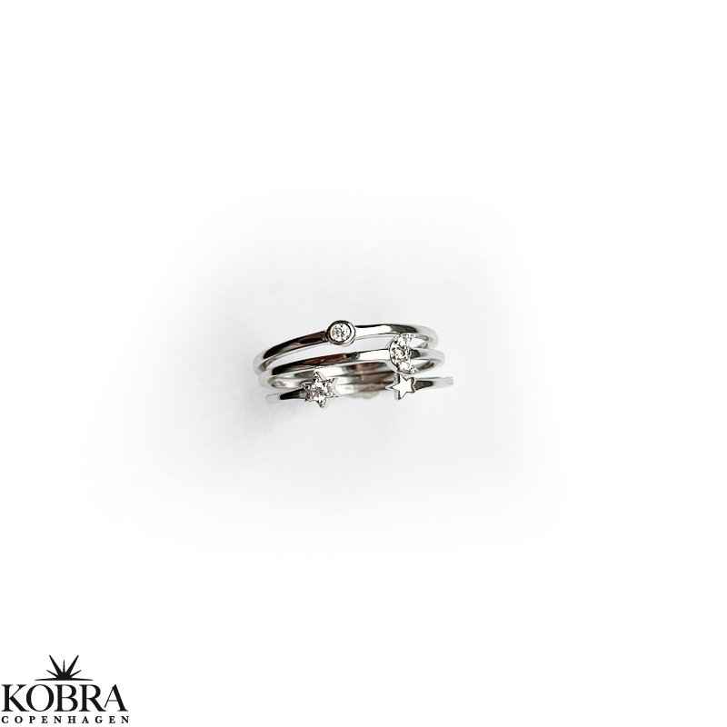 "Sun, Moon and Star" slv ringe - 3i1