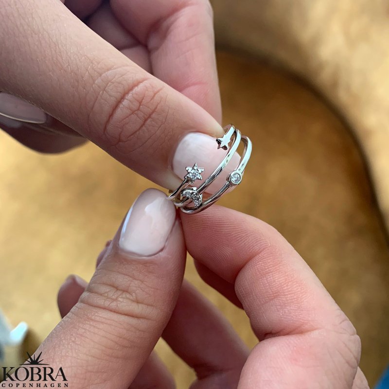 "Sun, Moon and Star" slv ringe - 3i1